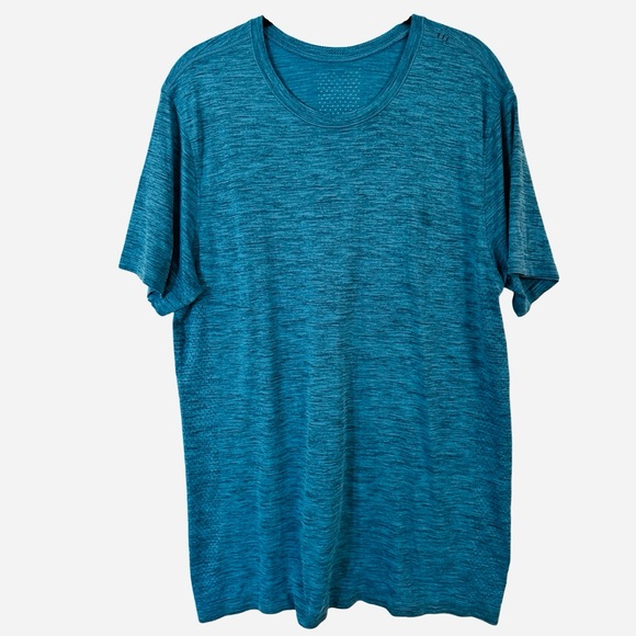 LULULEMON Blue Heathered Short Sleeve Top - Picture 2 of 7